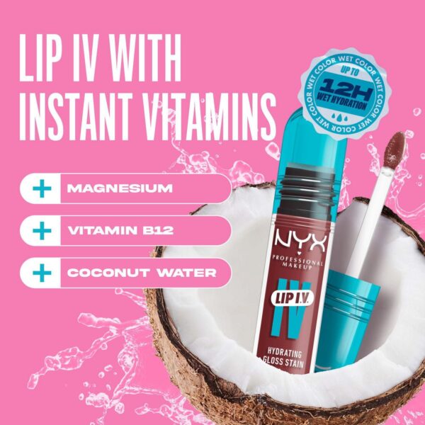 NYX Professional Makeup Lip IV Hydrating Gloss Stain, Up to 12HR Hydration 5ml - Image 2